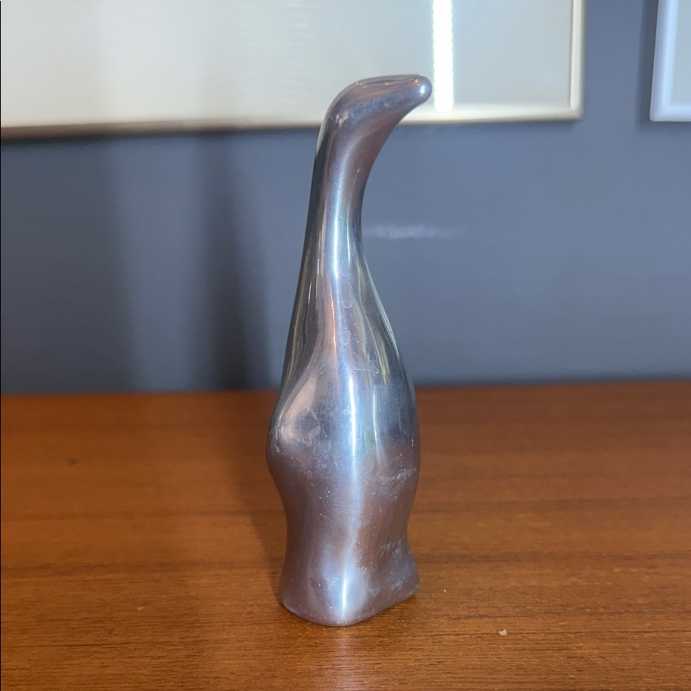 Silver Abstract Sculpture Hoselton aluminum penguin sculpture from Canada.